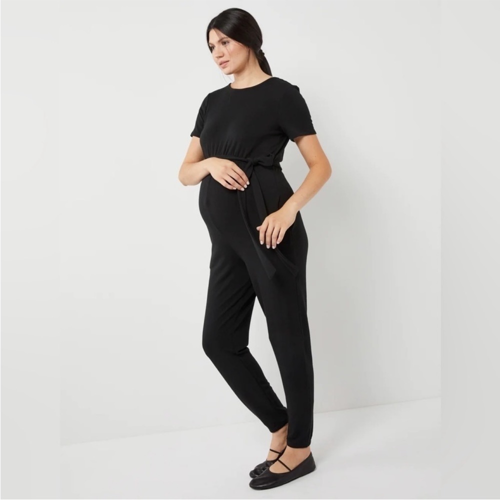 A Pea in the Pod Black Short Sleeve Maternity Jumpsuit.   NWOT